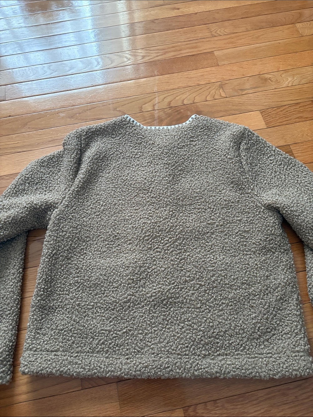 J. Crew Taupe Sherpa Top with White Trim - Picture 8 of 12